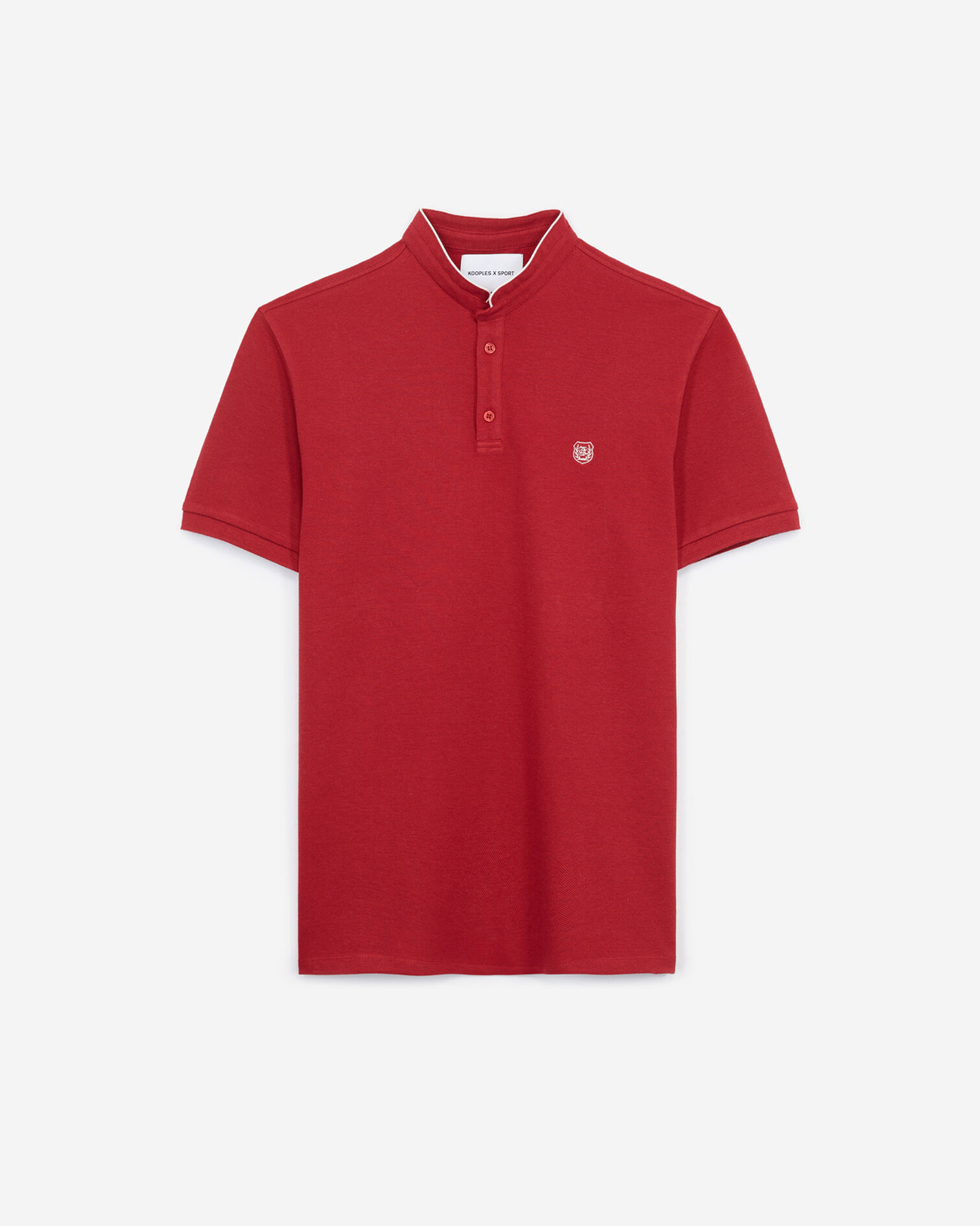 Red slim-fit polo shirt with stand-up collar, OPERA RED MEL / BABY PINK, hi-res image number null