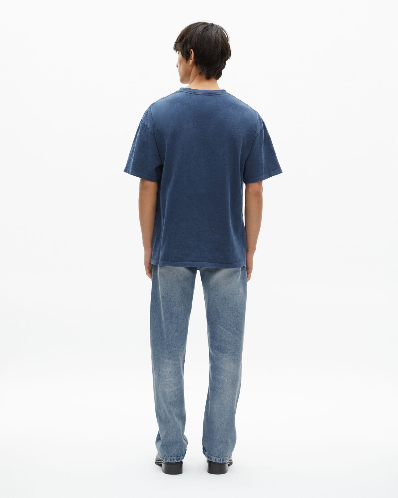 The Kooples HERREN WASHED NAVY t-shirt mit marine-siebdruck