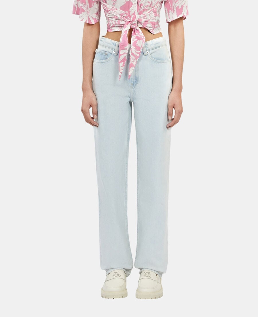 The Kooples WOMEN BLUE BLEACHED / NAVY faded light blue straight jeans