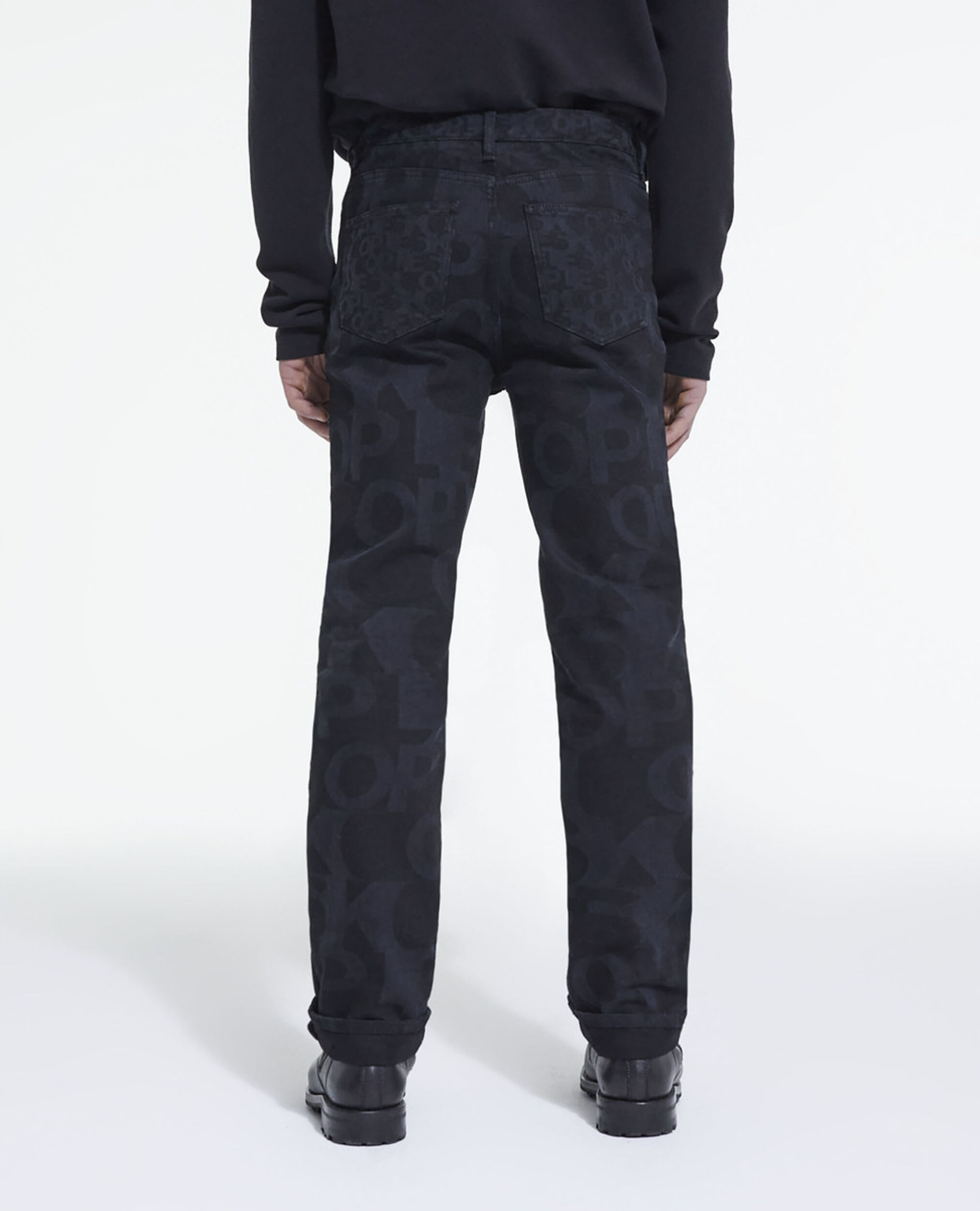Straight-cut jeans with The Kooples logo, BLACK WASHED, hi-res image number null