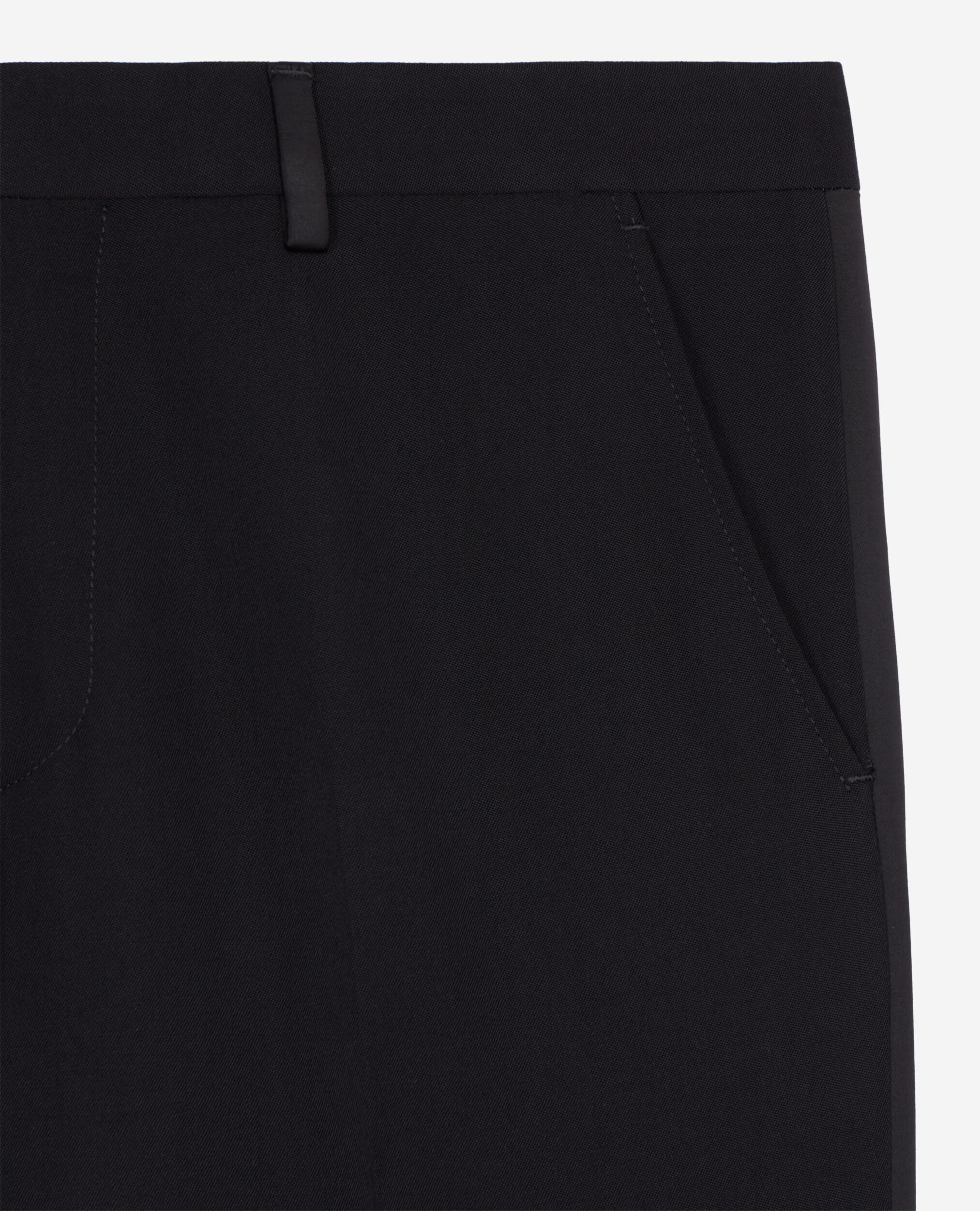 Black tuxedo trousers with satin details, BLACK, hi-res image number null