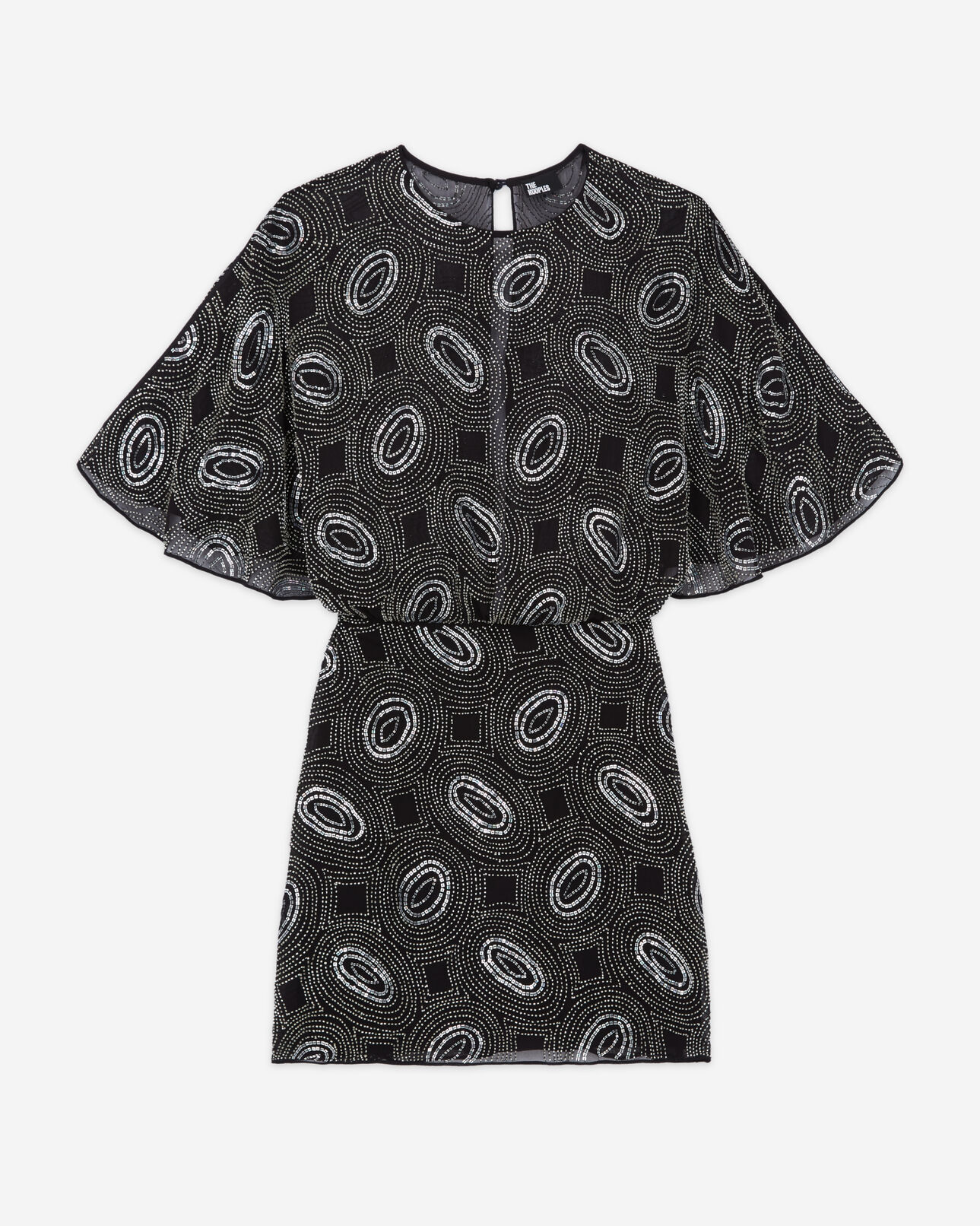 The Kooples WOMEN BLACK short black dress with rhinestones