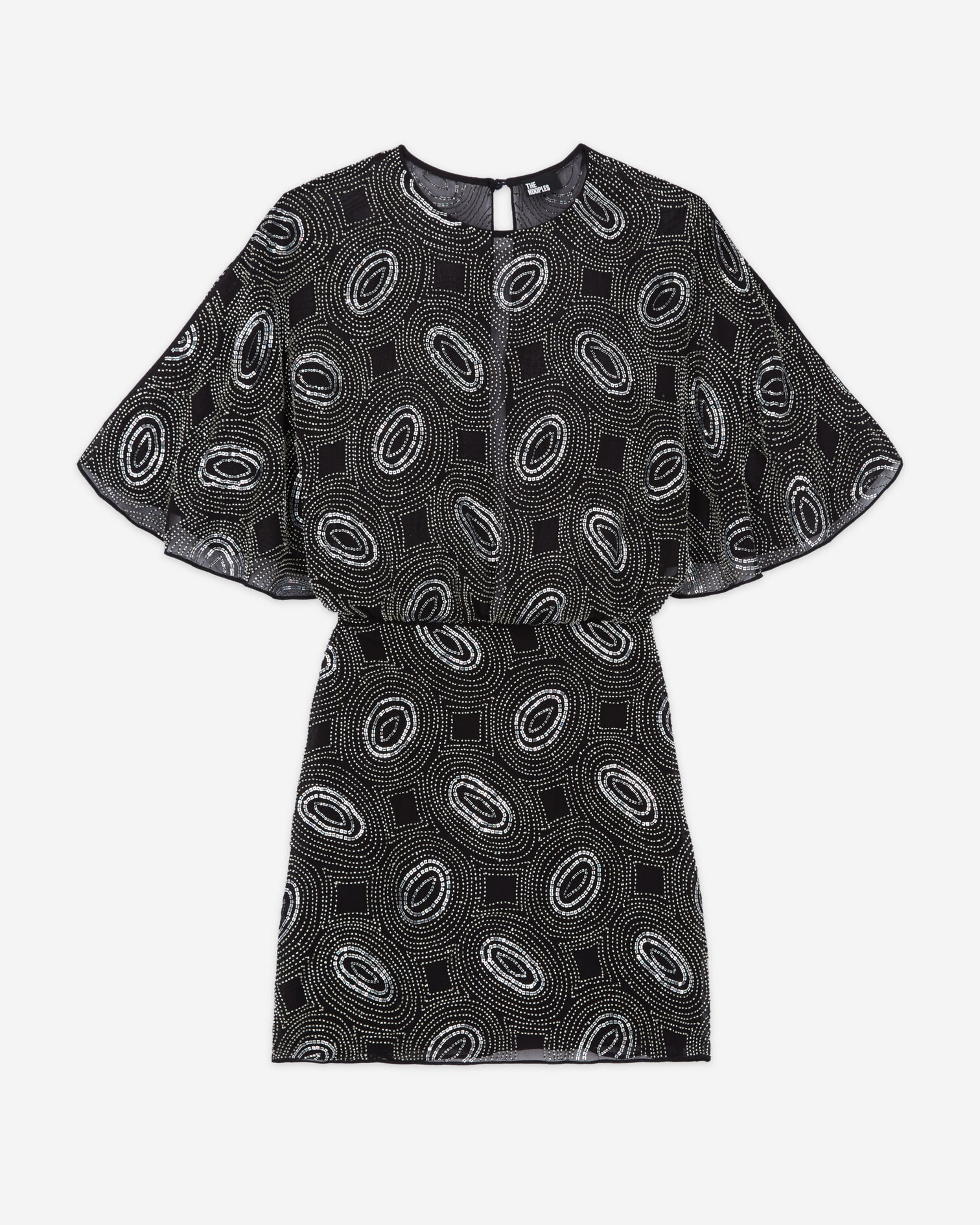 Short black dress with rhinestones, BLACK, hi-res image number null