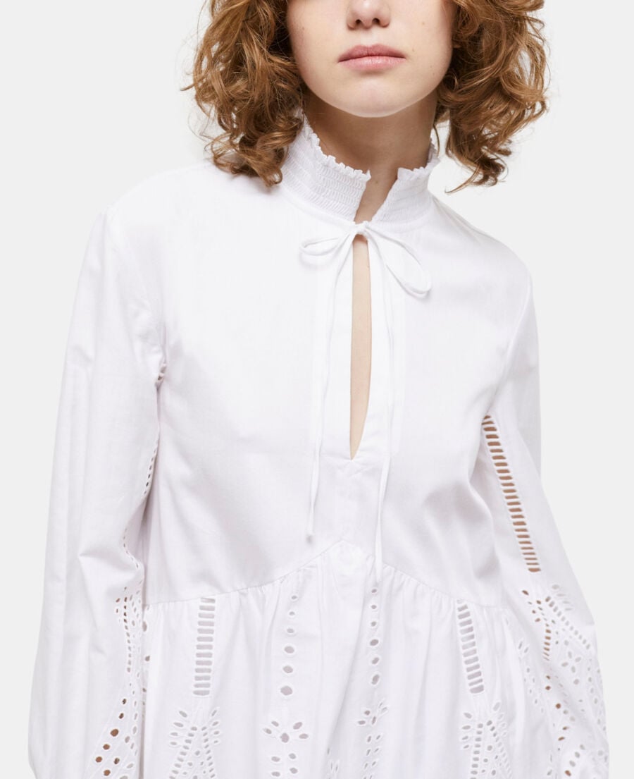 The Kooples FEMME WHITE robe courte blanche avec broderie anglaise