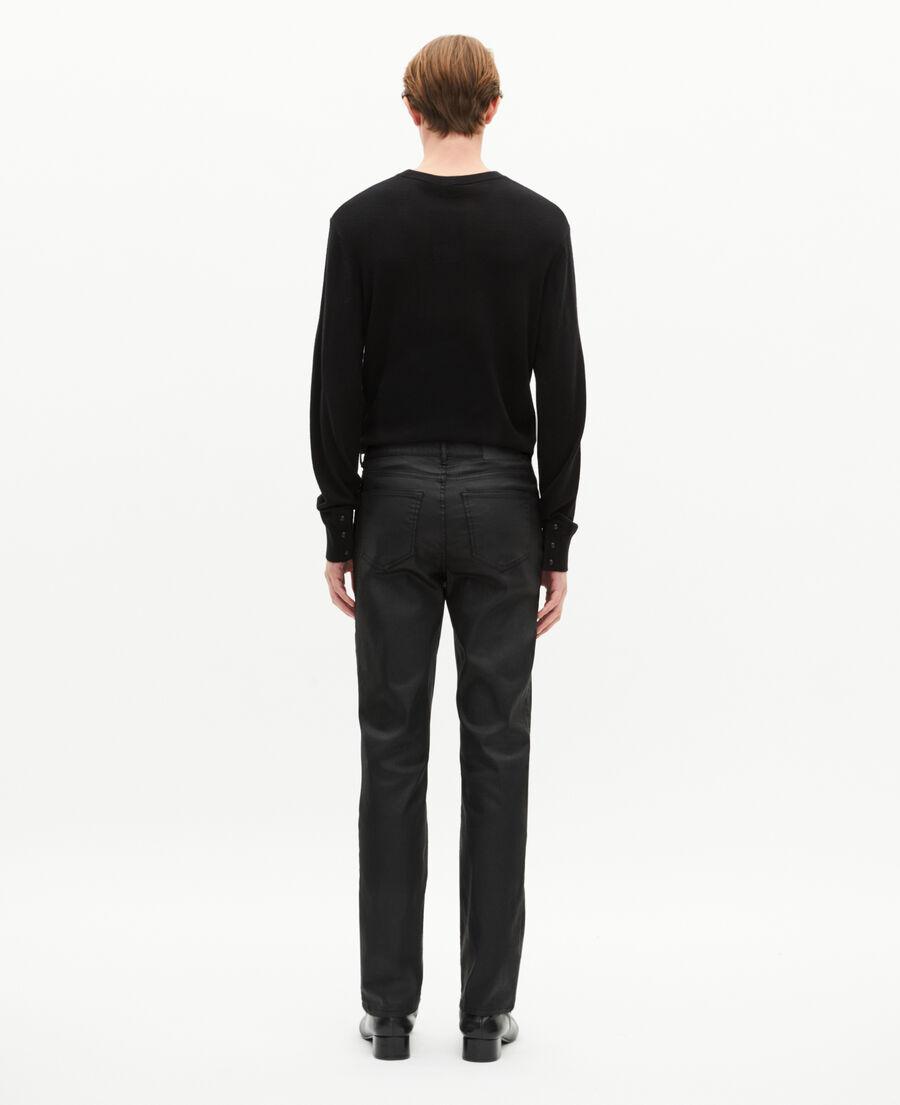 The Kooples HOMME BLACK pantalon slim en cuir noir