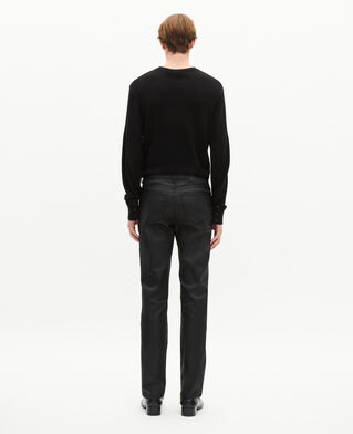 The Kooples HOMME BLACK pantalon slim en cuir noir