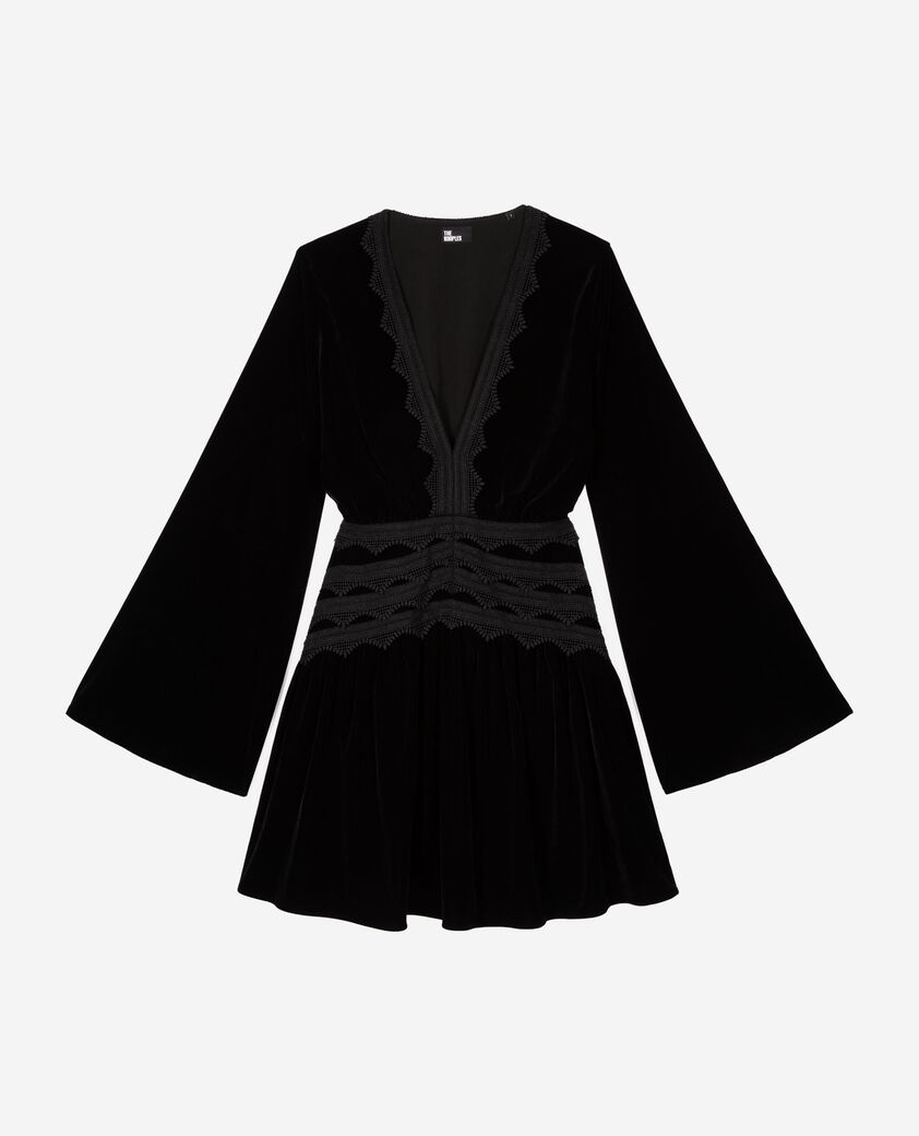 The Kooples WOMEN BLACK short black velvet dress