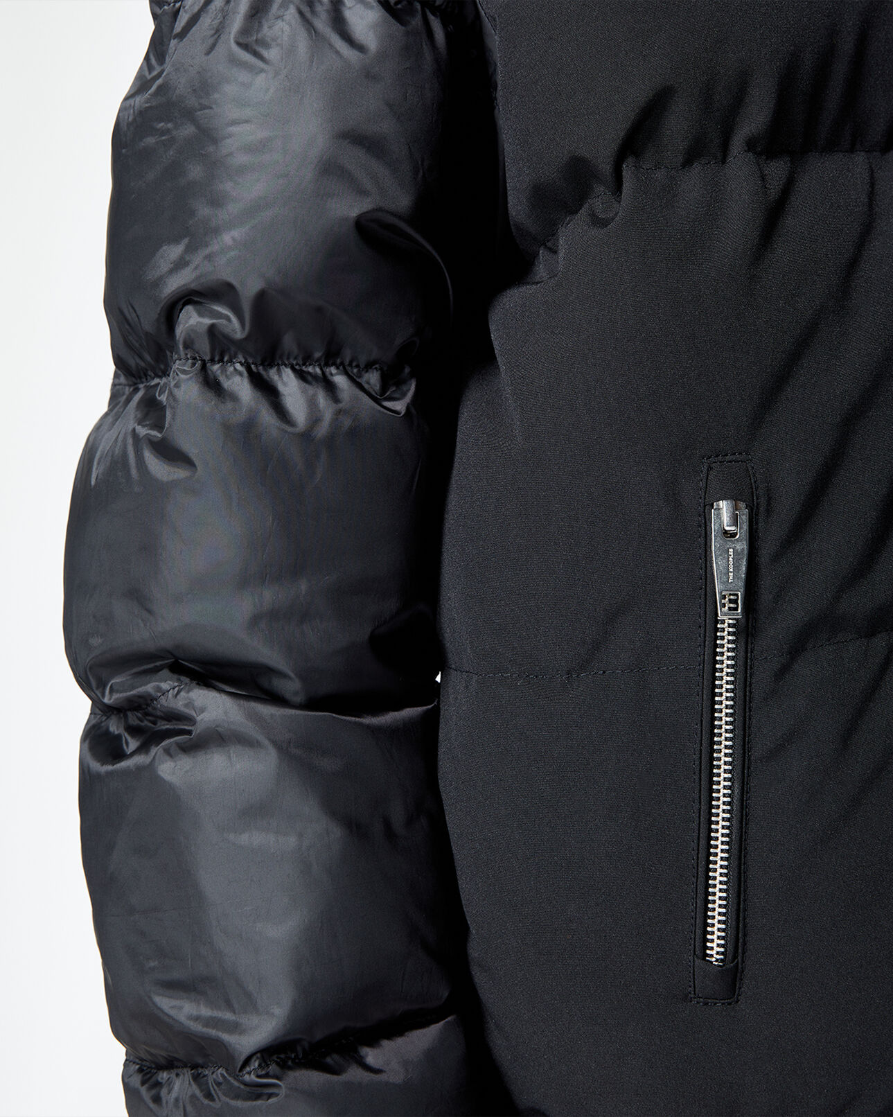 The Kooples WOMEN BLACK technical fabric black down jacket w/pockets