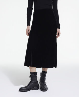The Kooples F BLACK long black velvet skirt