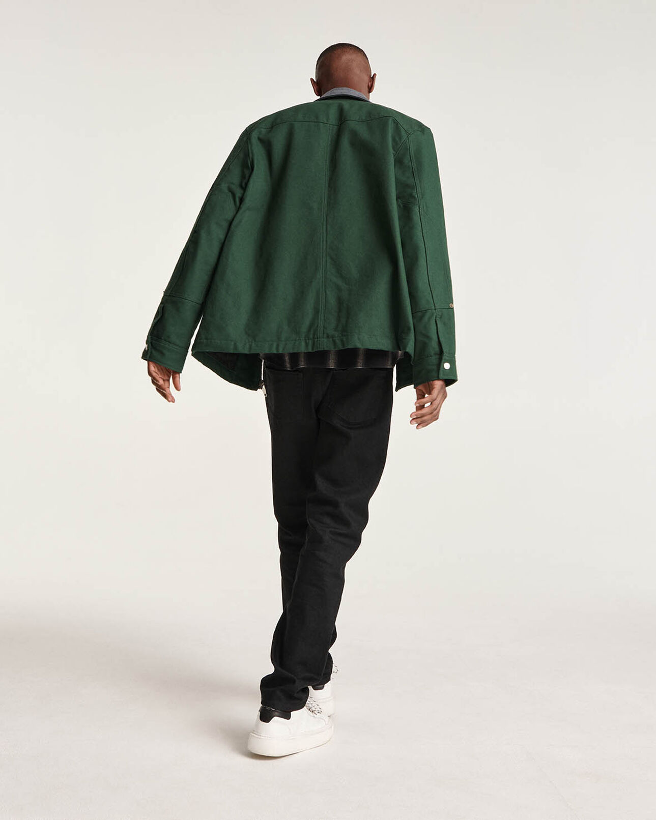 The Kooples MEN FOREST green cotton jacket contrasting gray collar