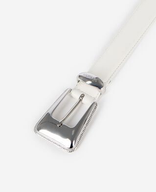 The Kooples WOMEN BEIGE ECRU silver western buckle belt in ecru leather