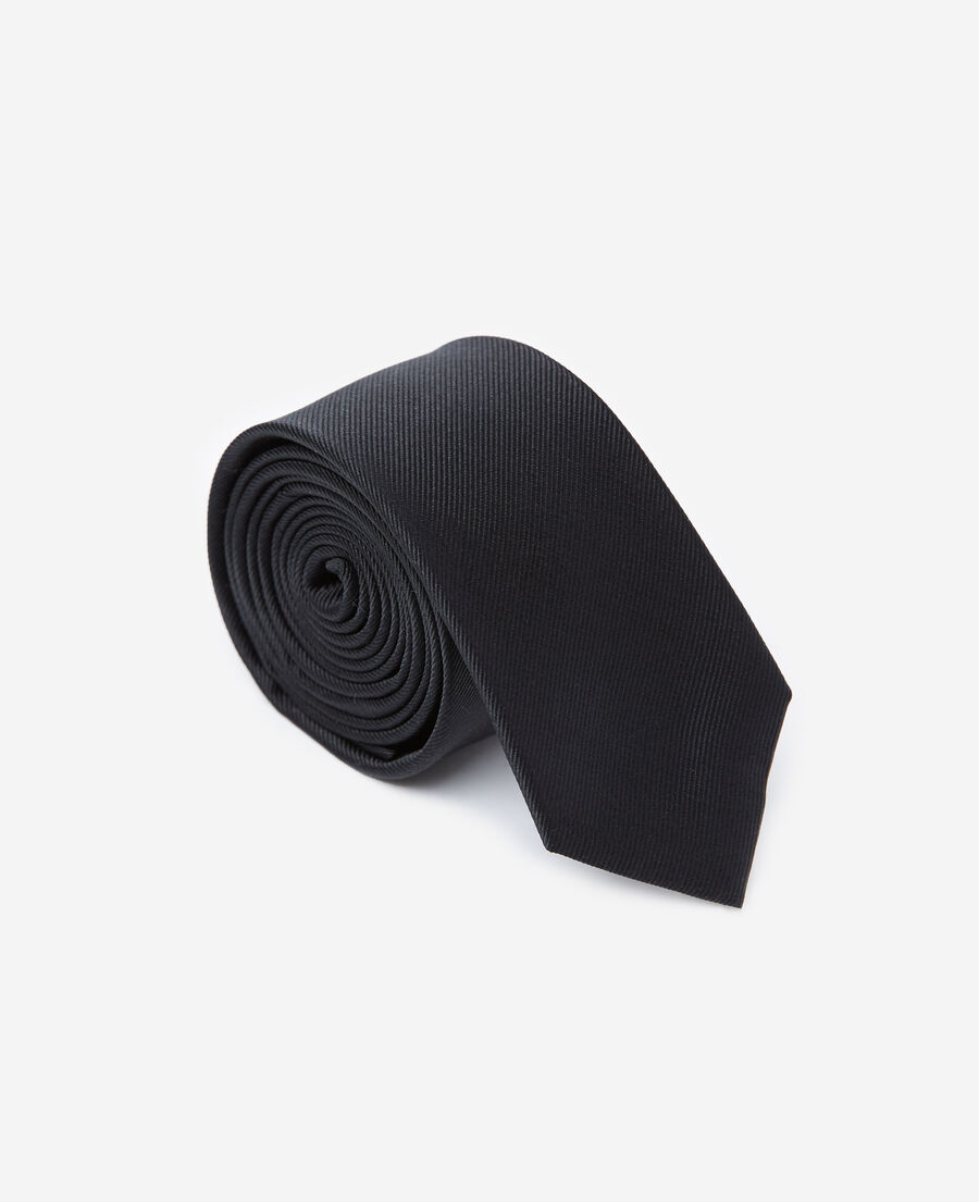 The Kooples H BLACK plain black silk tie
