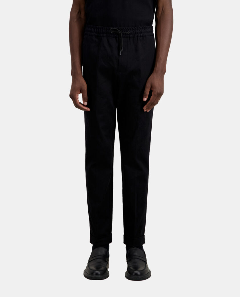 The Kooples HOMME BLACK pantalon noir en coton