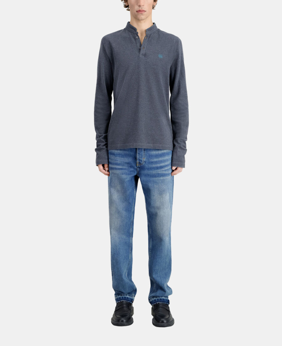 polo gris en coton