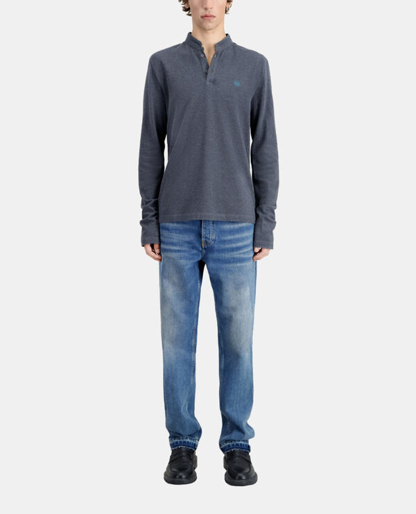 grey cotton polo t-shirt