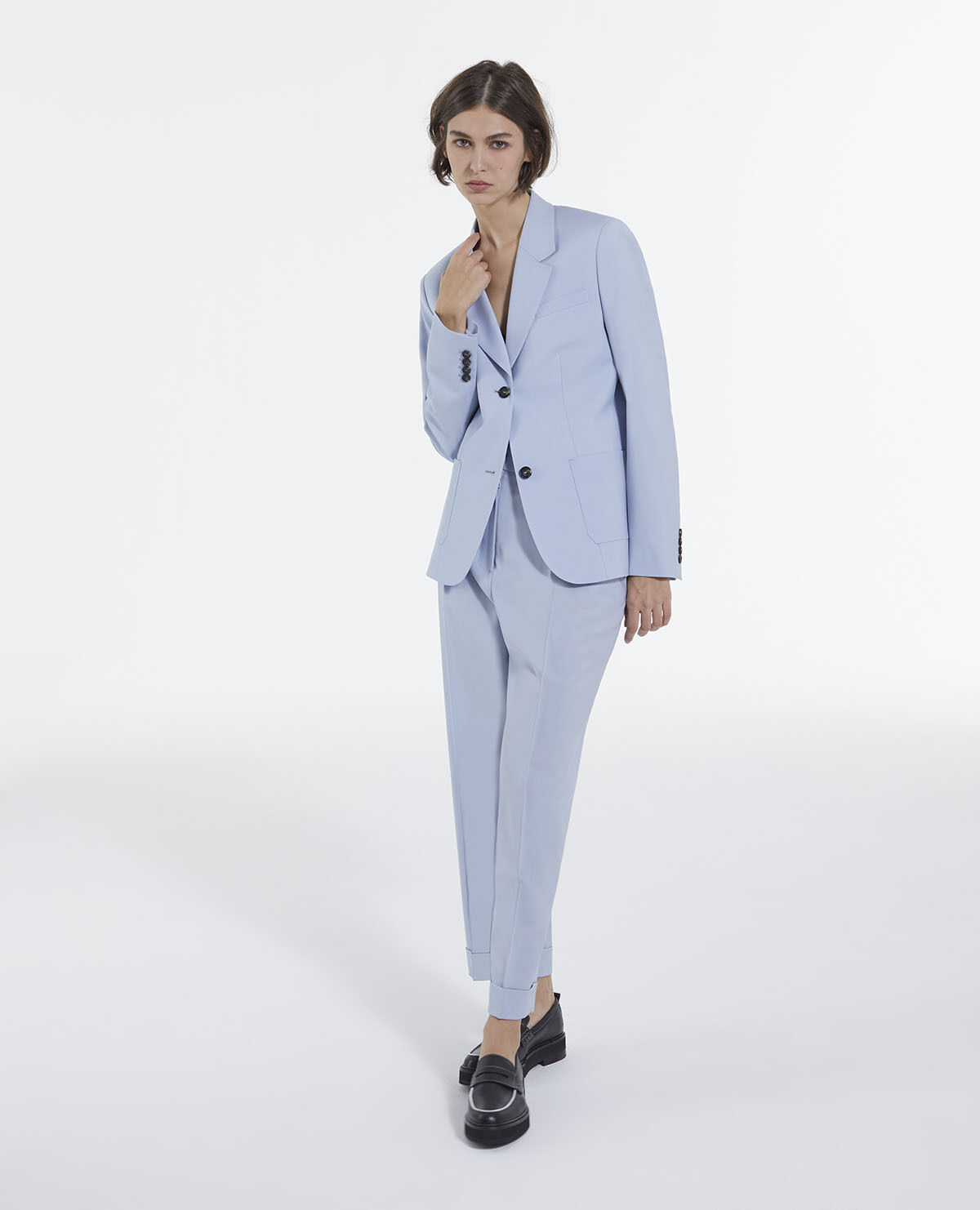 Buy Sky Blue Crepe Trouser Suit With Resham Work Online - LSTV01254-SKYBLUE  | Andaaz Eid Store
