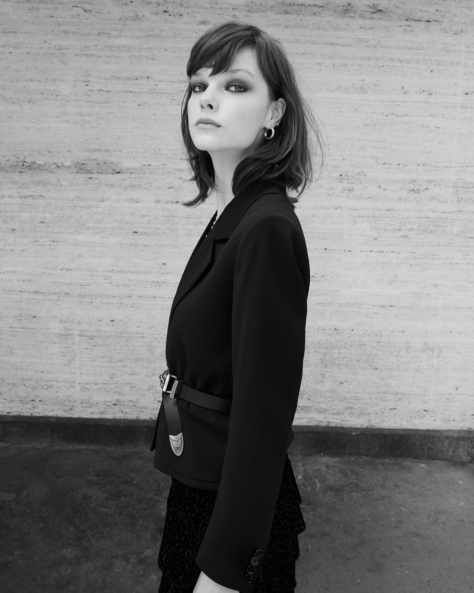 Cropped formal black jacket, BLACK, hi-res image number null