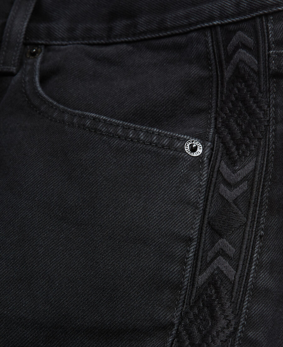 The Kooples F BLACK WASHED straight-cut jeans with black embroidery