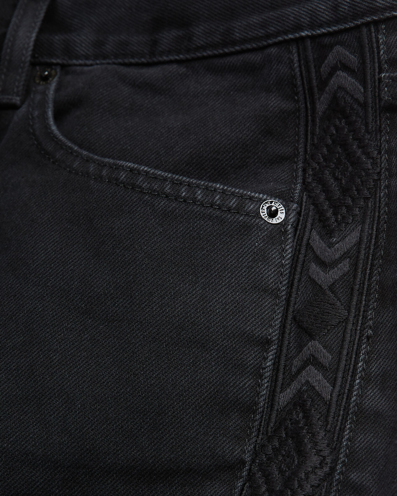 The Kooples F BLACK WASHED straight-cut jeans with black embroidery