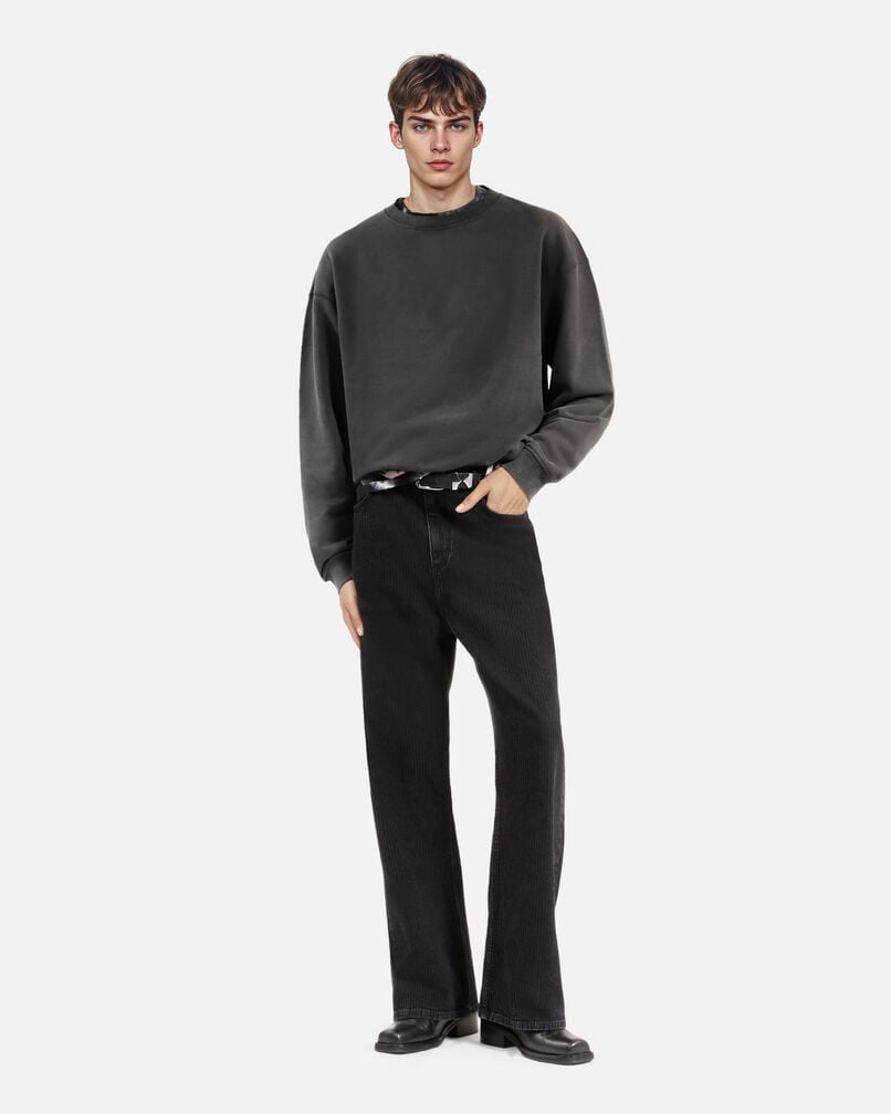 The Kooples HERREN BLACK WASHED schwarzes sweatshirt mit siebdruck