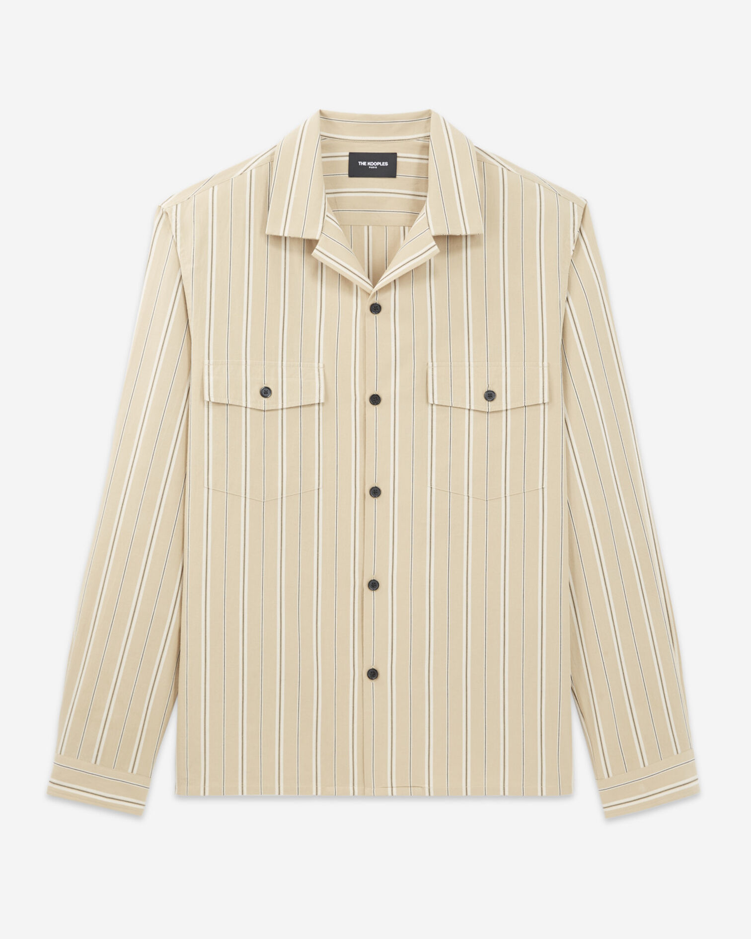 Chemise col hawaïen beige à rayures, CAMEL / BLACK, hi-res image number null