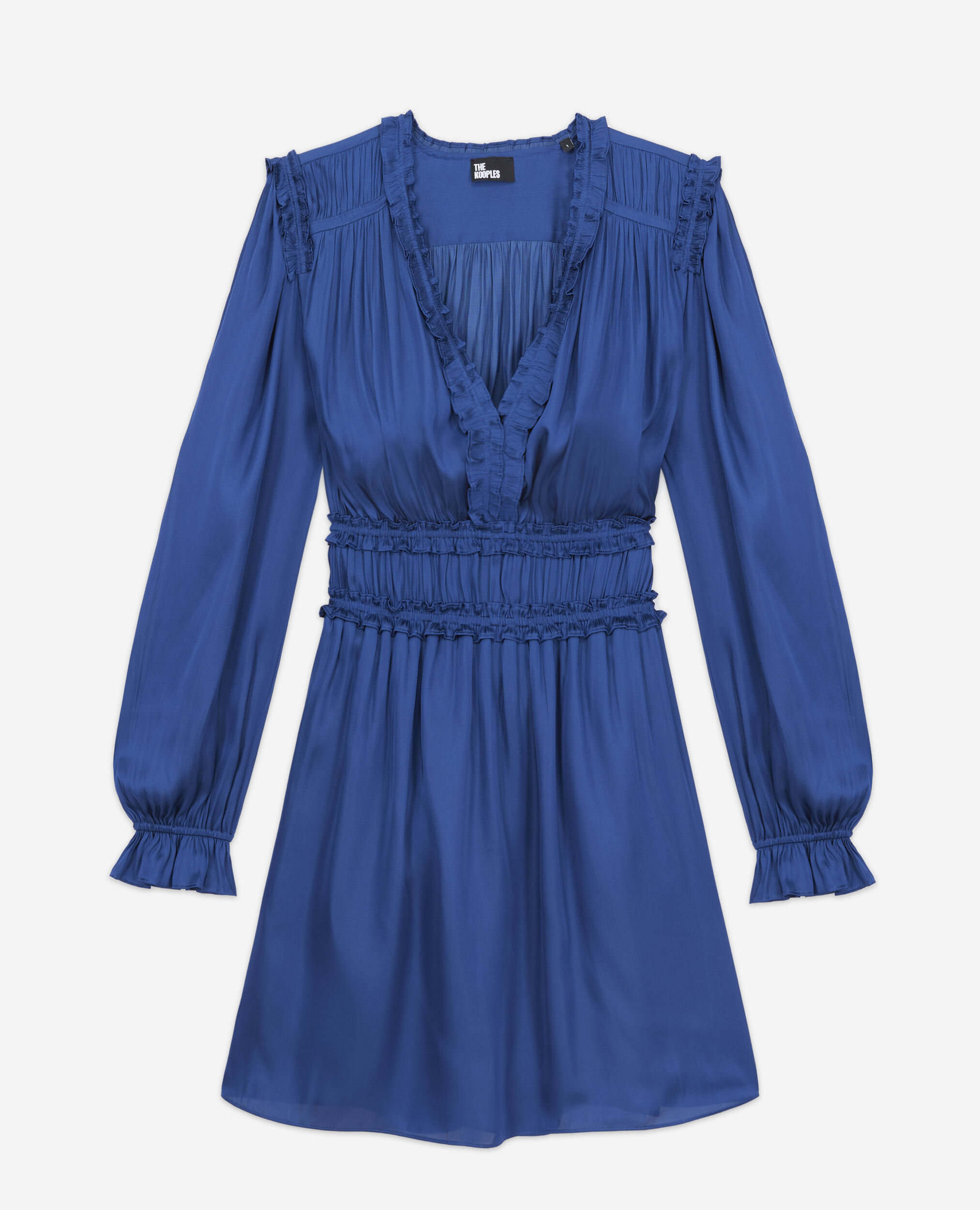 Blaues kurzes Kleid mit Raffungen, NAVY, hi-res image number null