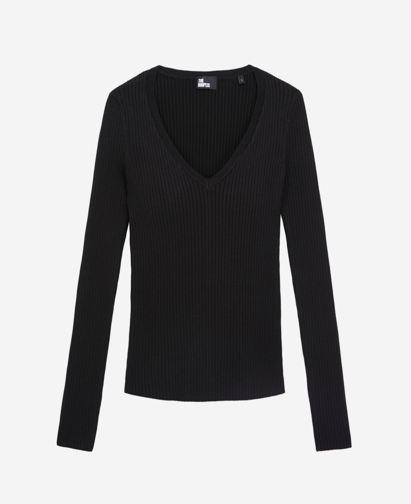 The Kooples WOMEN BLACK black ribbed fine knit sweater