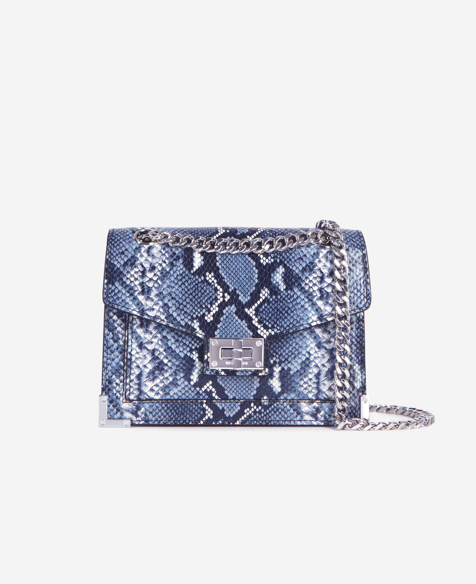 The Kooples FEMME NAVY sac emily chaîne en cuir effet python bleu