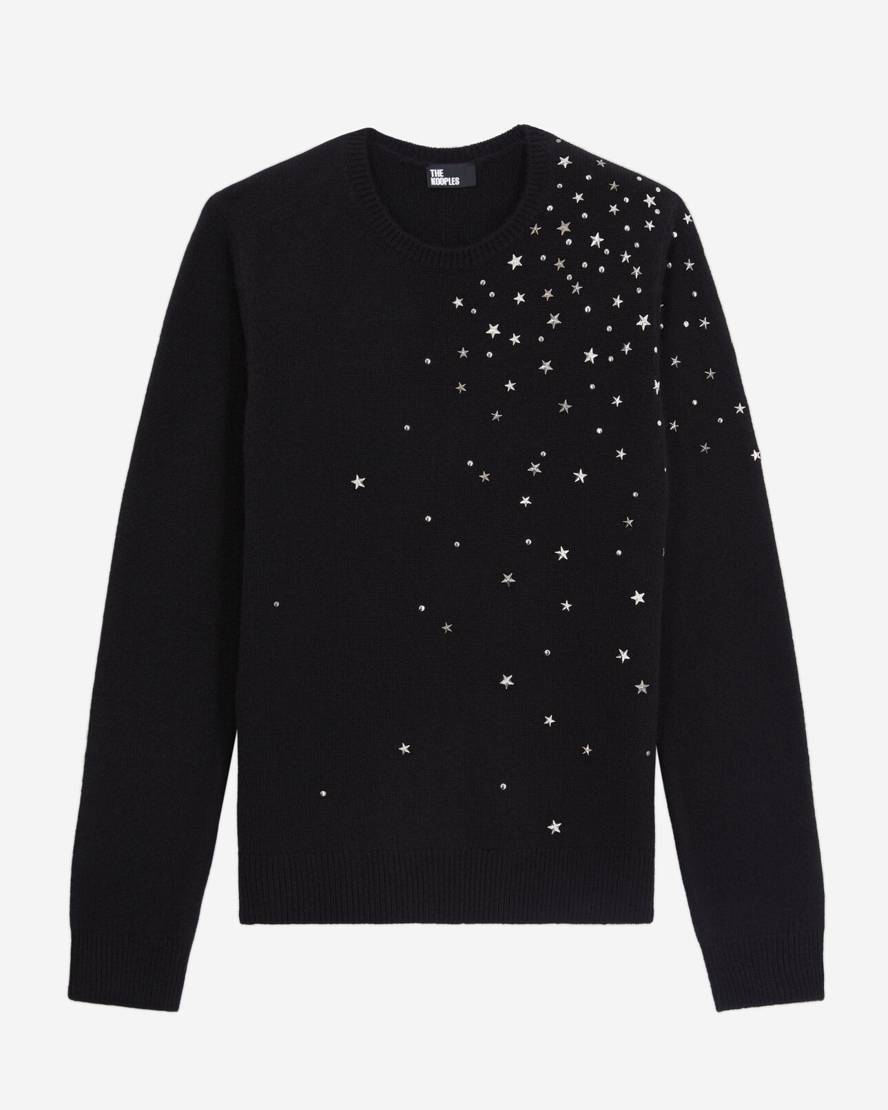 The Kooples FEMME BLACK pull noir en mélange de cachemire avec étoiles