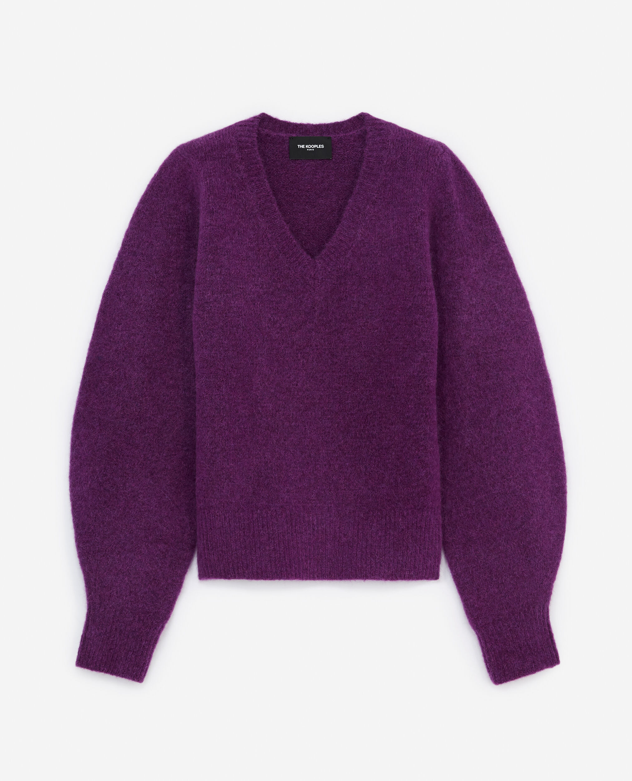 Pullover V-Ausschnitt violett weite Ärmel, PURPLE, hi-res image number null