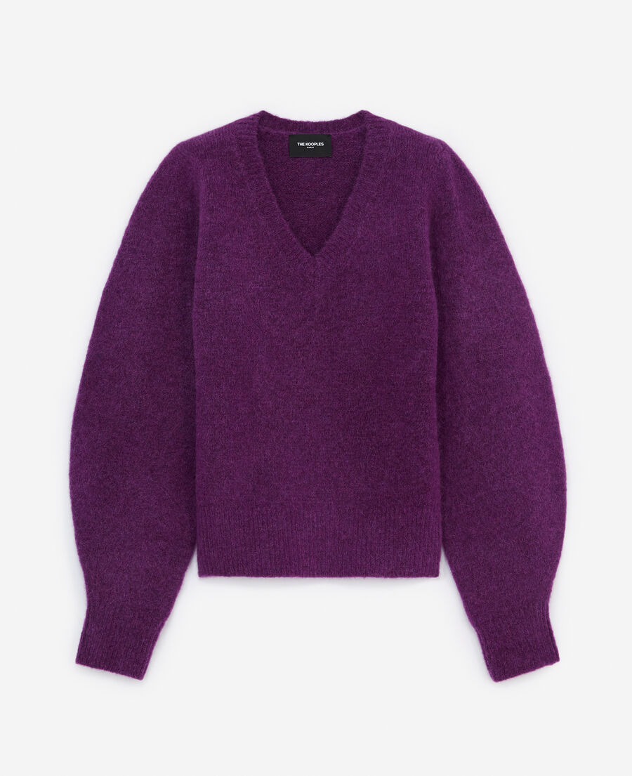 pullover v-ausschnitt violett weite ärmel
