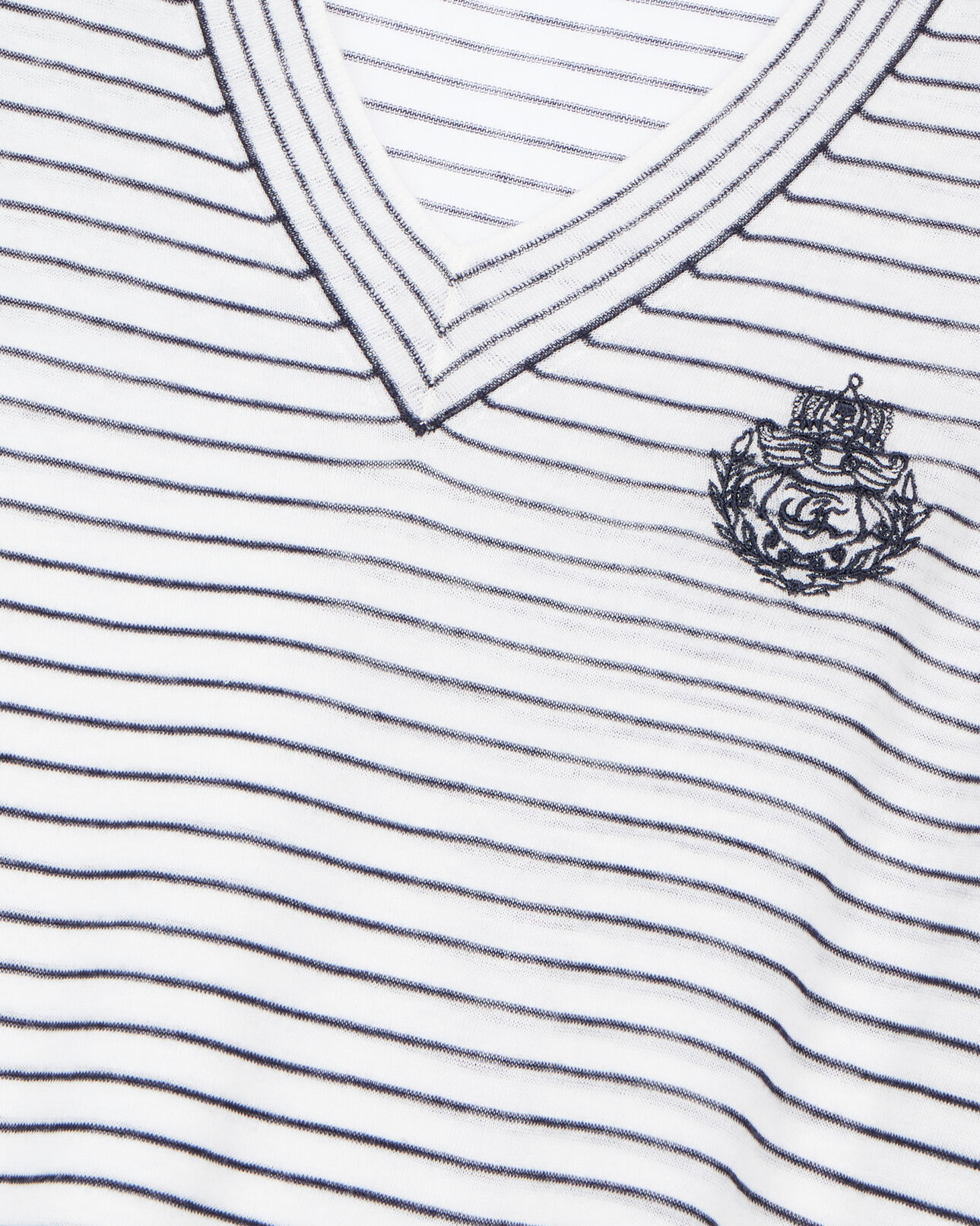 The Kooples F WHITE / BLUE blazon wool and cashmere striped sweater