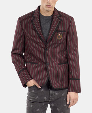 The Kooples HOMME BLACK - RED veste &agrave; rayures en laine m&eacute;lang&eacute;e