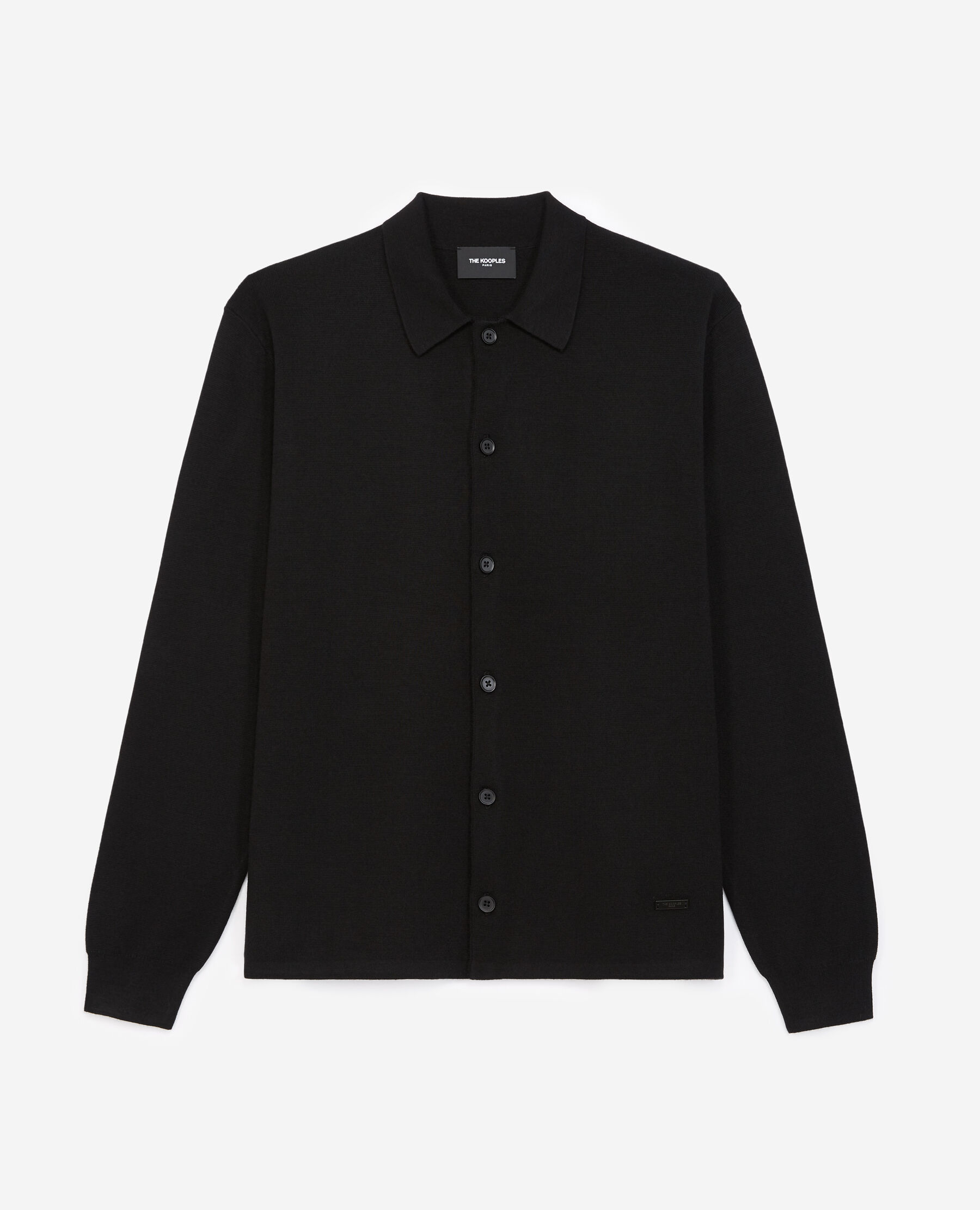 Black wool cardigan with polo neck The Kooples Canada