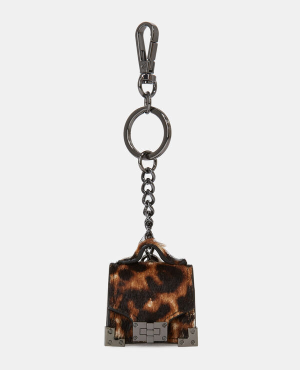 porte-clés emily en cuir léopard