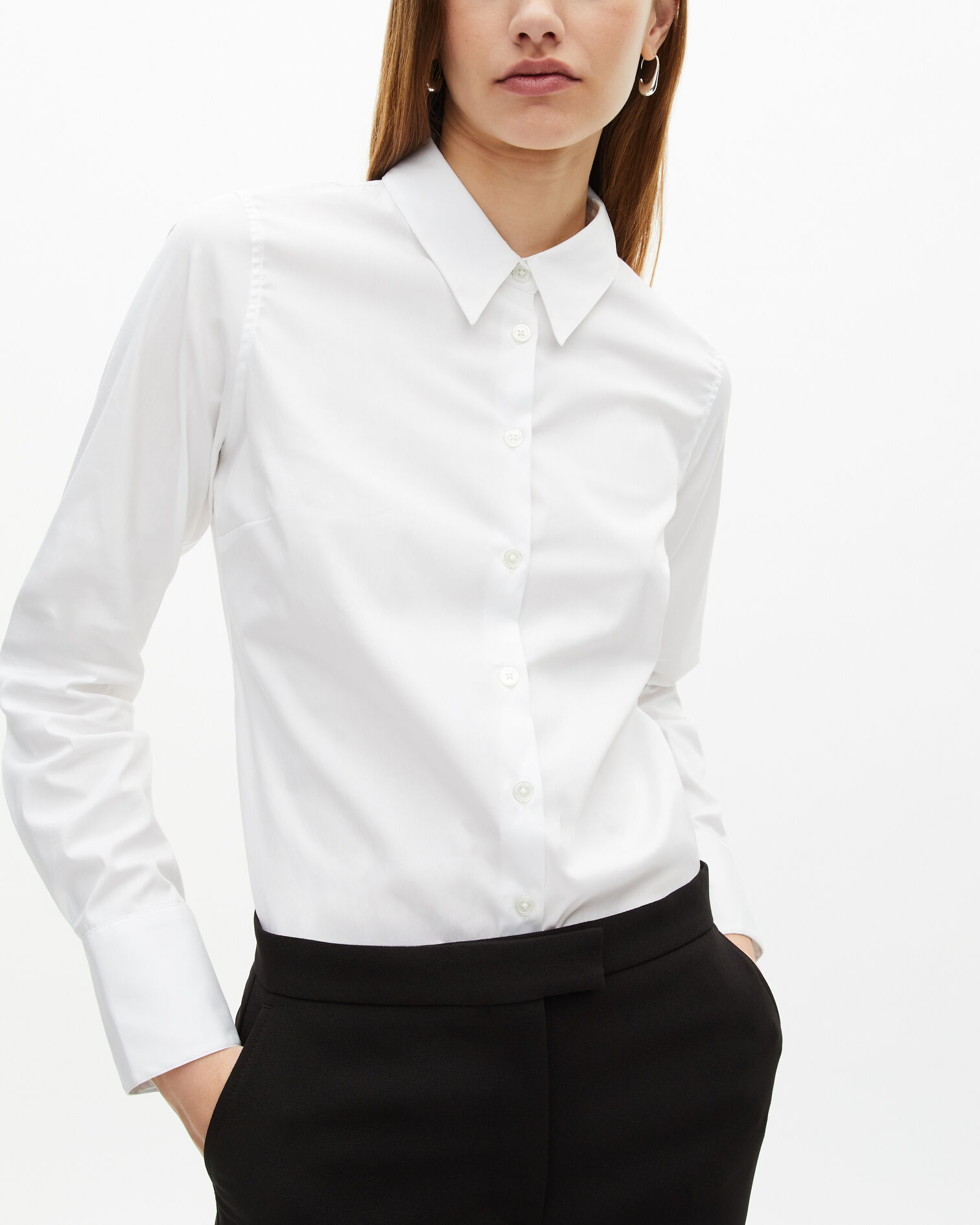 White poplin shirt, WHITE, hi-res image number null