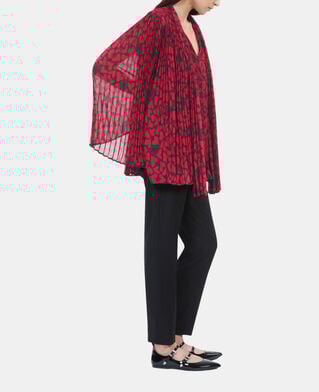 The Kooples FEMME BLACK - RED top pliss&eacute; imprim&eacute; c&oelig;urs