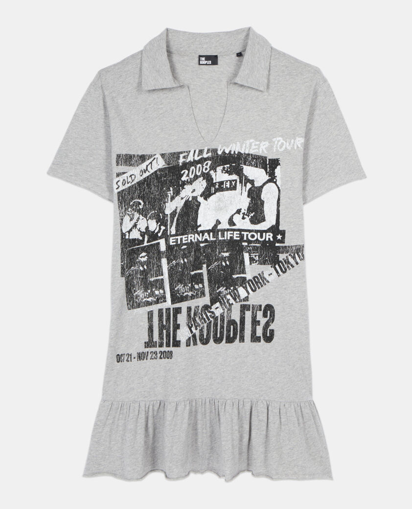 The Kooples WOMEN STONE GREY grey eternal life tour serigraphy t-shirt dress