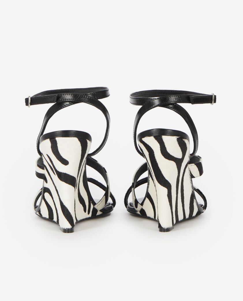The Kooples DAMEN BLACK / WHITE sandalen mit keilabsatz fohlen-effekt zebra