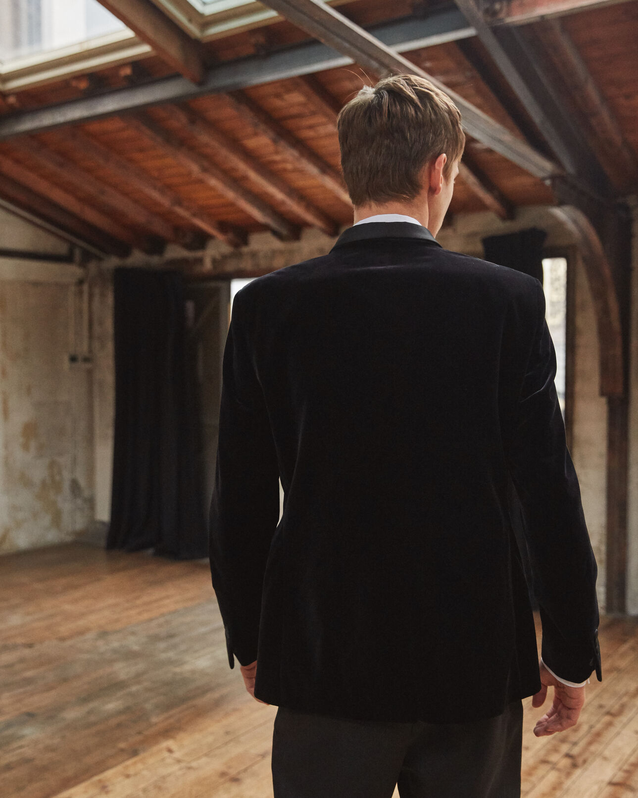 The Kooples MEN BLACK black velvet suit jacket
