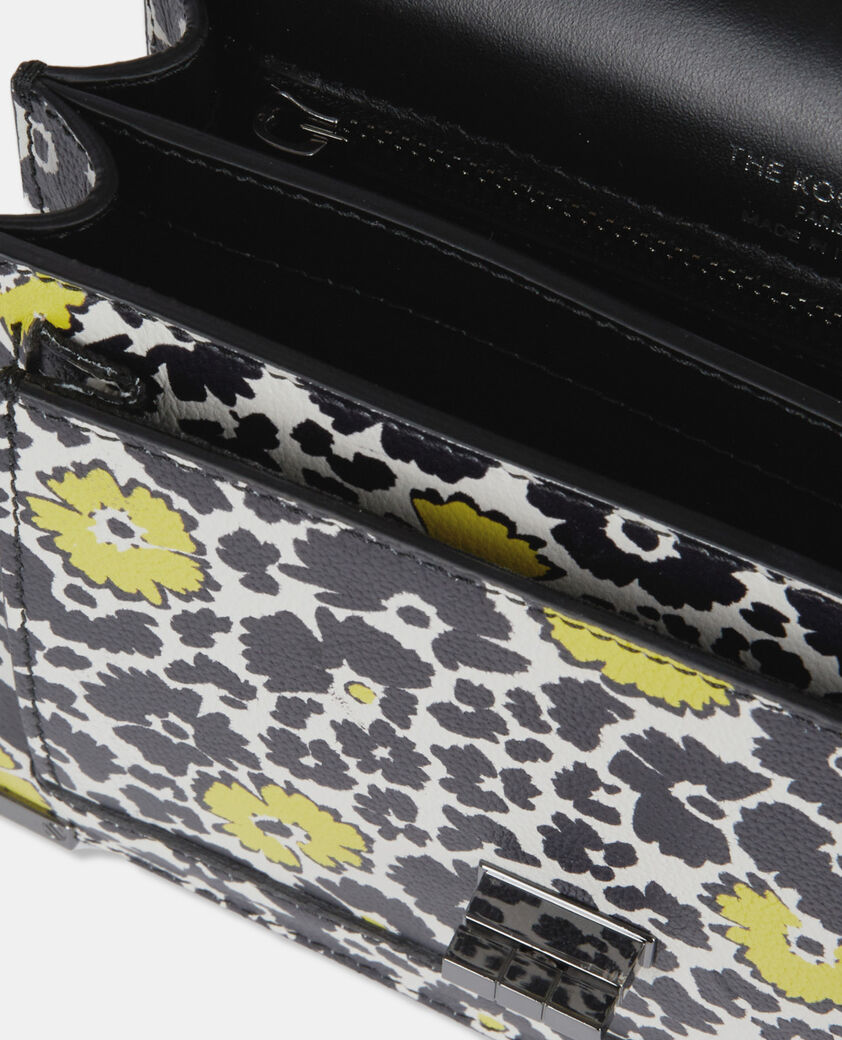 The Kooples WOMEN BLACK / YELLOW / WHITE small emily bag in printed leather