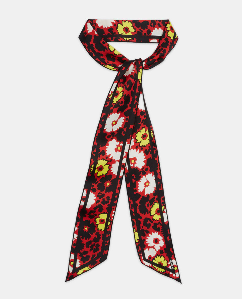 The Kooples MIXTE RED / YELLOW foulard imprimé fleuri