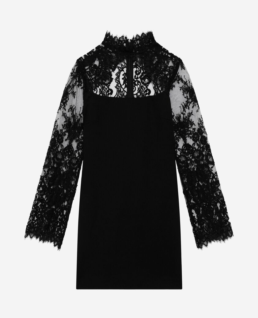 The Kooples WOMEN BLACK short dress with black lace