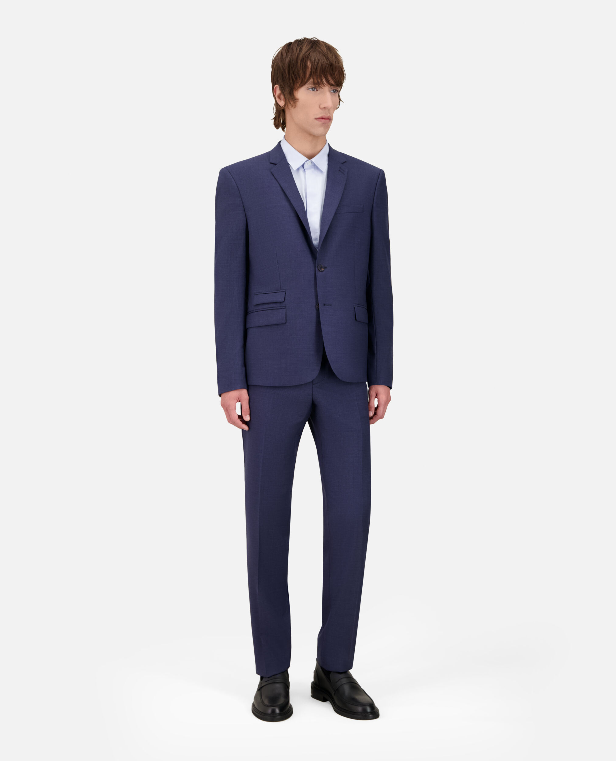 Navy blue micro-check wool suit jacket, NAVY, hi-res image number null
