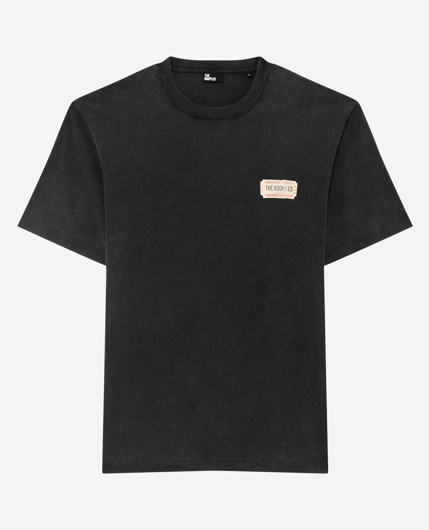 The Kooples HERREN BLACK WASHED t-shirt mit verwaschenem schwarzem siebdruck