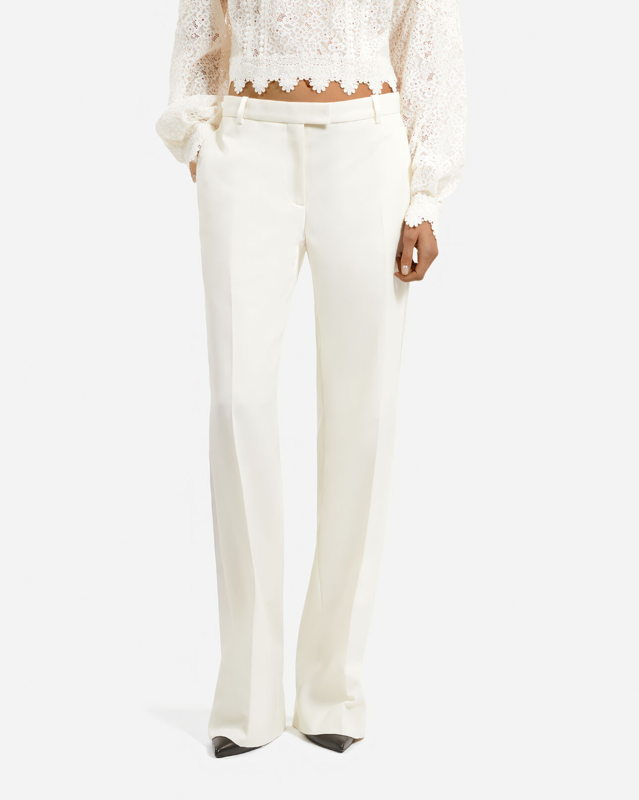 The Kooples WOMEN ECRU ecru wide-leg tuxedo pants