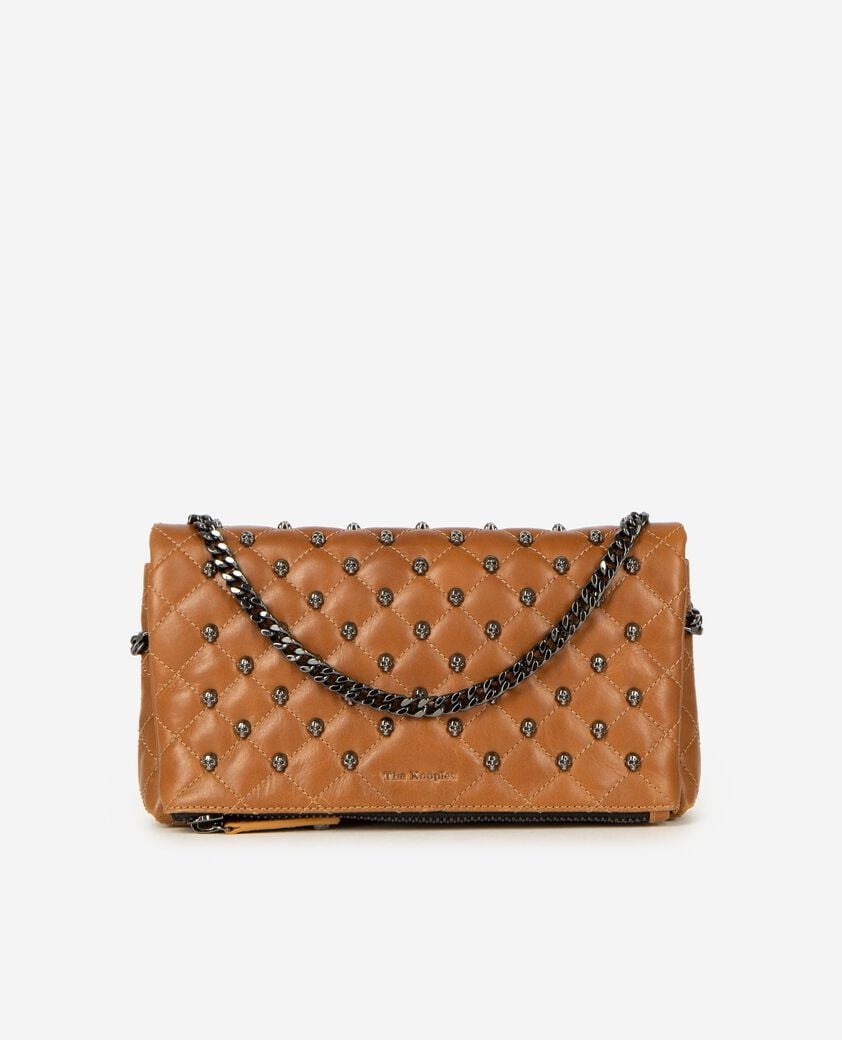 The Kooples WOMEN BROWN h&eacute;ritage small clutch bag in cognac cracked leather