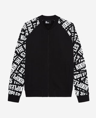 The Kooples HOMME BLACK / WHITE veste de survêtement noire tape logo