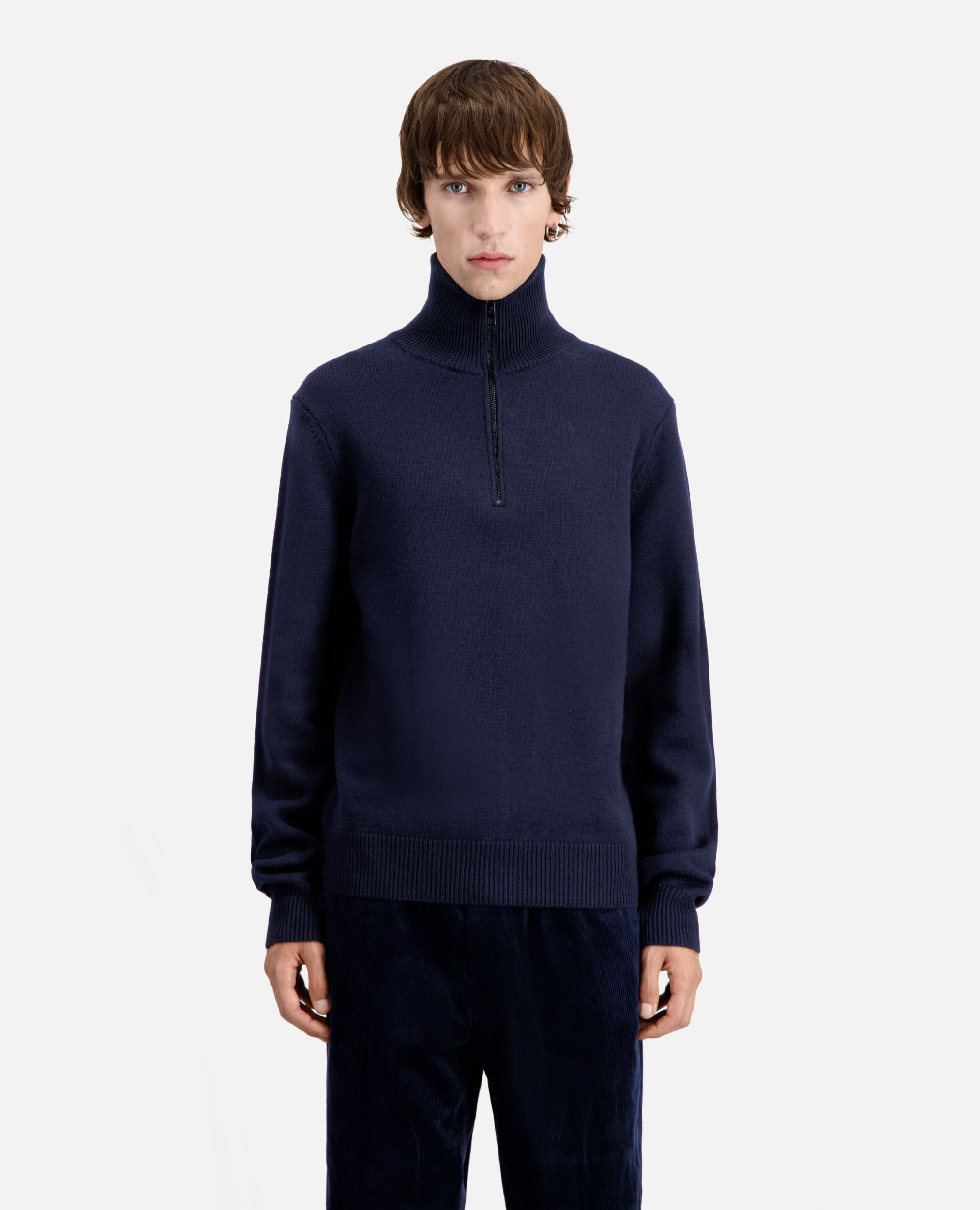 Marineblauer Pullover aus Wolle, NAVY, hi-res image number null