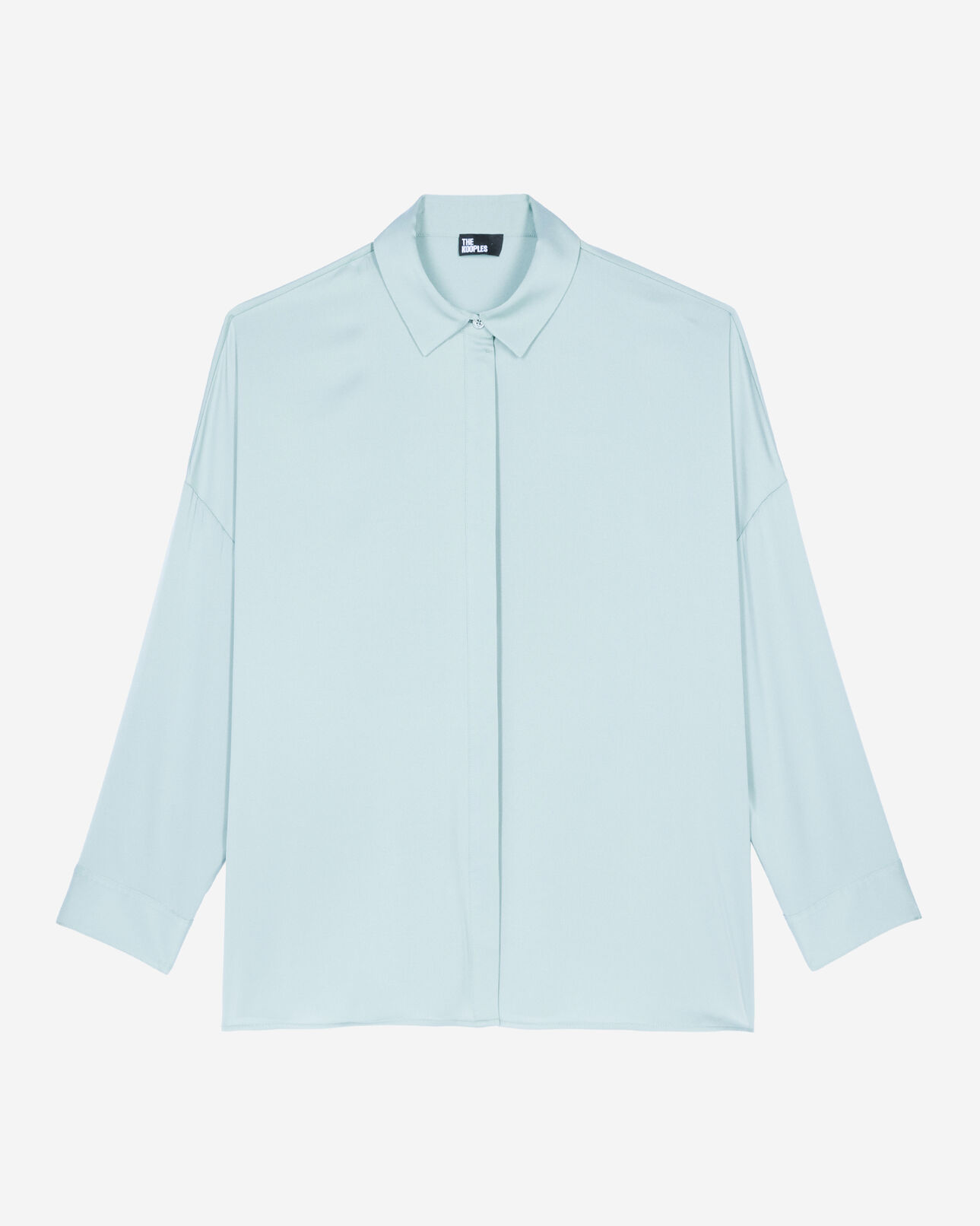 The Kooples FEMME BLUE/GREEN chemise ample en soie bleu clair